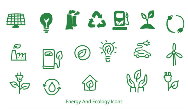 Energy And Ecology Icons vector illustration