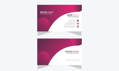 business card template Dark Pink Gradient Horizontal paper Template simple clean layout Creative And Minimalist  Double sided  Stationary Design Minimal Corporate name card Modern Vector