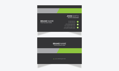 Business card Black and Green  Horizontal paper Template simple clean layout Creative Minimalist  Double sided  Stationary Design Minimal Corporate name card Modern Vector