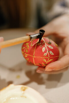 Decoupage. Wax decoration. Ukrainian culture. Easter egg