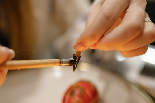 Folk tradition. Wax. Stylus. Easter celebration. Handicraft