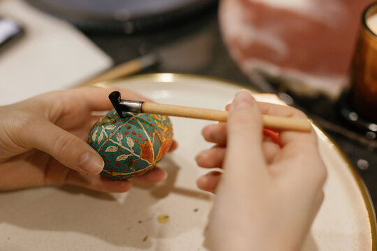 Decoupage. Easter egg. Heated wax. Tradition. Christian