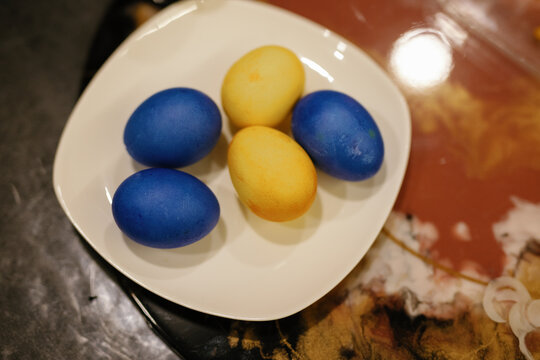 Paschal eggs. Christian tradition. Vibrant. Folk
