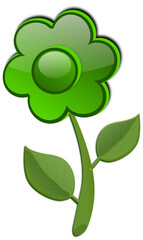 SVG Green Transparent 3D High Resolution Flower with Leaves and Branch