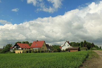 Fototapeta na wymiar Countryside and clouds in Schwerin