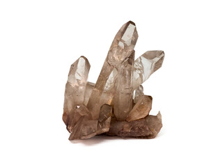 quartz crystal cluster isolated with white background