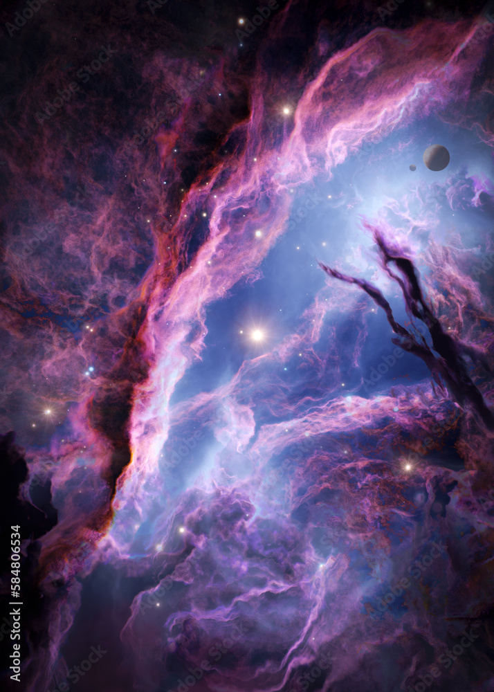Poster nebula in outer space, planets and galax