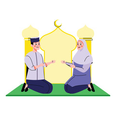 praying together at night during the holy month of ramadan