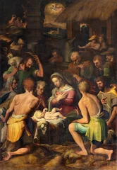 Foto op Canvas GENOVA, ITALY - MARCH 6, 2023: The painting of Nativity in the church Chiesa di Santa Caterina by Andrea Semino (1525 - 1595). © Renáta Sedmáková