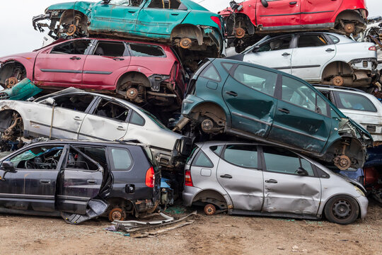 Cars for scrap at the junkyard