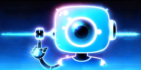 Photo of a blue robot holding a dumbbell