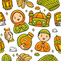 Ramadan Doodle Seamless Pattern