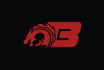dragon logo template with letter B.