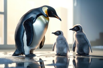 Penguin family. AI generated