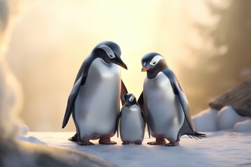 Obraz premium Penguin family. AI generated
