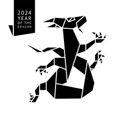 Origami water dragon made paper, 2024 Year, for New Year's greetings and christmas design, simple vector illustration