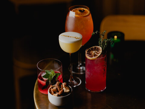 A selection of Christmas cocktails and snacks