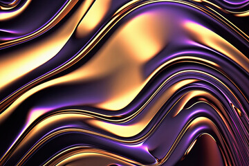Holographic metallic flow abstract shape colorful vivid background illustration Generative AI