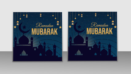 Obraz na płótnie Canvas Ramadan Mubarak social media post design template . Vector and editable layout .