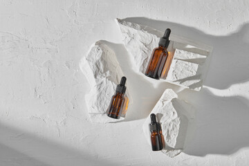 jar of cosmetic liquid, serum or hyaluronic acid for facial skin