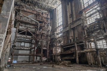 The abandoned Inota power plant - a former thermal power plant located in the town of Inota, Hungary