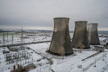 The abandoned Inota power plant - a former thermal power plant located in the town of Inota, Hungary