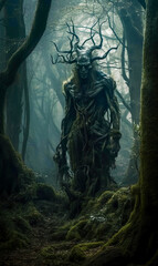 A Leshy, also spelled Leszy or Leshi, is a supernatural creature from Slavic mythology, specifically from the forests of Eastern Europe. The Leshy is often depicted as a forest spirit.