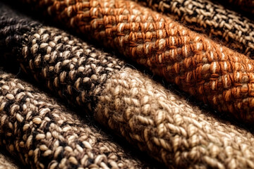Texture of warm woolen multicolored rug, background