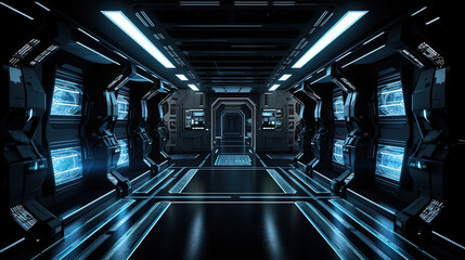 sci-fi hallway futuristic background lab science shutter