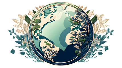 planet earth illustration. Symbol of life, nature, fund, ecology, international events. Hand drawn on background, isolated clip art element for design.