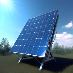 Generative Ai illustration. Solar Panels Against The Deep Blue Sky.