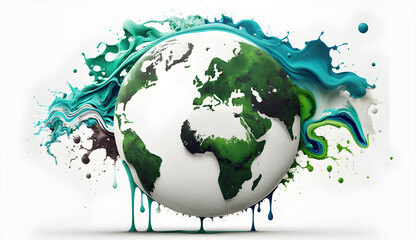 planet earth illustration. Symbol of life, nature, fund, ecology, international events. Hand drawn on background, isolated clip art element for design.