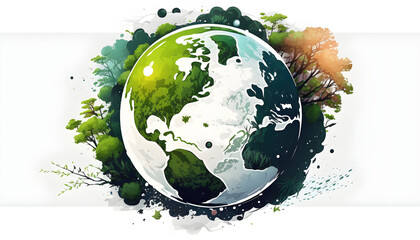planet earth illustration. Symbol of life, nature, fund, ecology, international events. Hand drawn on background, isolated clip art element for design.