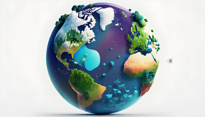 planet earth illustration. Symbol of life, nature, fund, ecology, international events. Hand drawn on background, isolated clip art element for design.