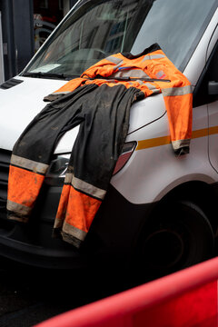 Construction work street candid