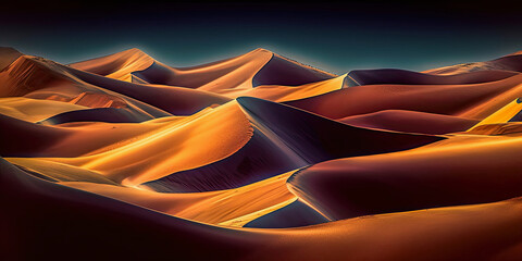 generative ai illustration of an abstract desert landscape with sand dunes