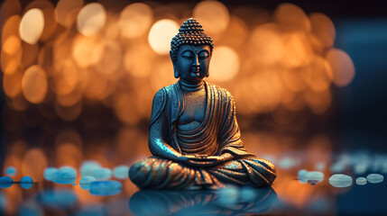 Fototapeta premium buddha statue in the temple. Generative AI 