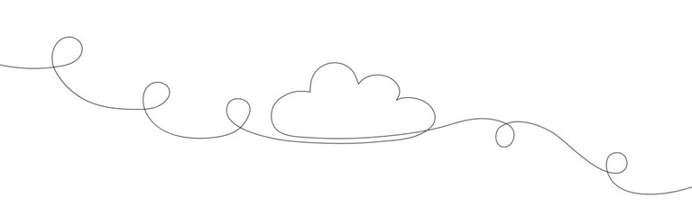 Continuous line drawing. Clouds. Black isolated on white background. Hand drawn vector illustration.