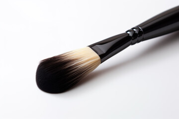 professional makeup brushes, white background, flat lay, top view, generative AI