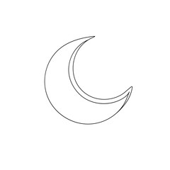 Obraz na płótnie Canvas One continuous single line of Crescent moon for ramadhan isolated on white background.