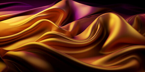 Gold and magenta silky abstract background with 3d wave
