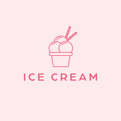 Ice cream logo design. Sweet ice cream vintage logotype. Cupcake logo template.