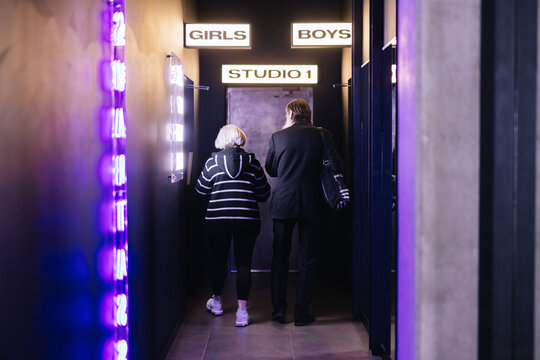 Couple studio leisure hallway