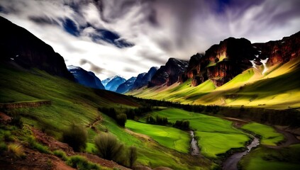 Fototapeta na wymiar (4k) Incredible mountain landscape background/wallpaper AI