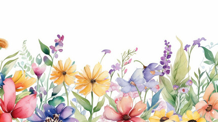 Plakat Watercolor flower background. Illustration AI Generative.