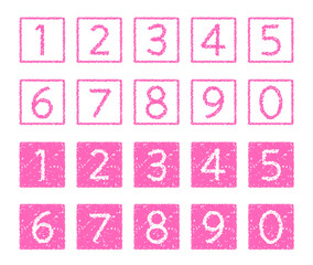 クレヨン素材　手描きの数字アイコンセット