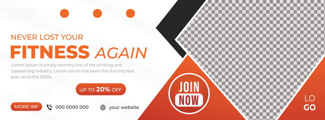 Body Fitness Gym Social Media Cover Design Template Suitable for Social Media, Banner and Web Internet