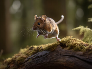 Jumping mouse in a forest