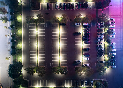 Top view of car parking lot