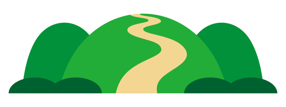 green hills with path landscape clip art preview